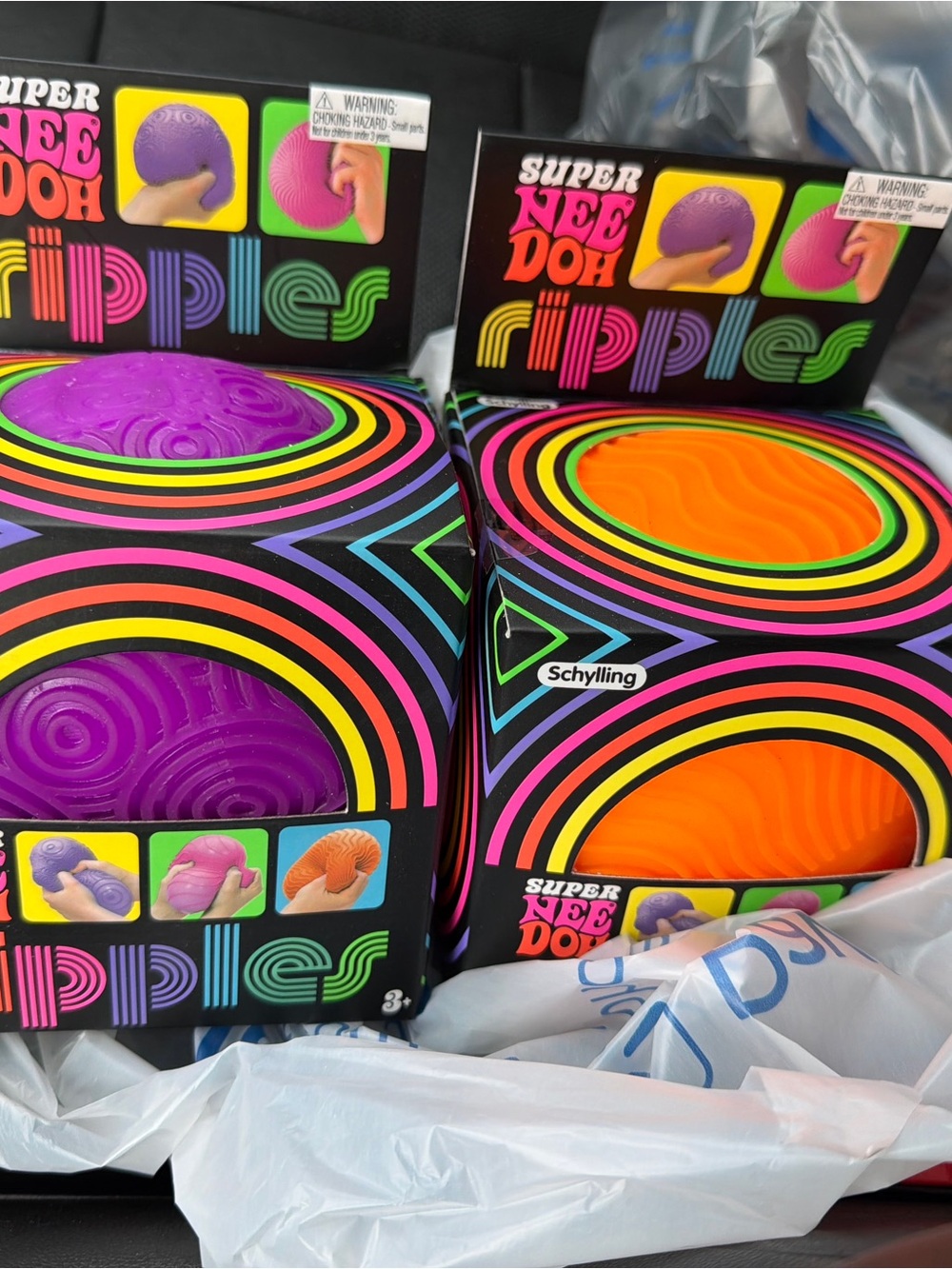 Super NeeDoh Ripples Sensory Balls — Purple & Orange